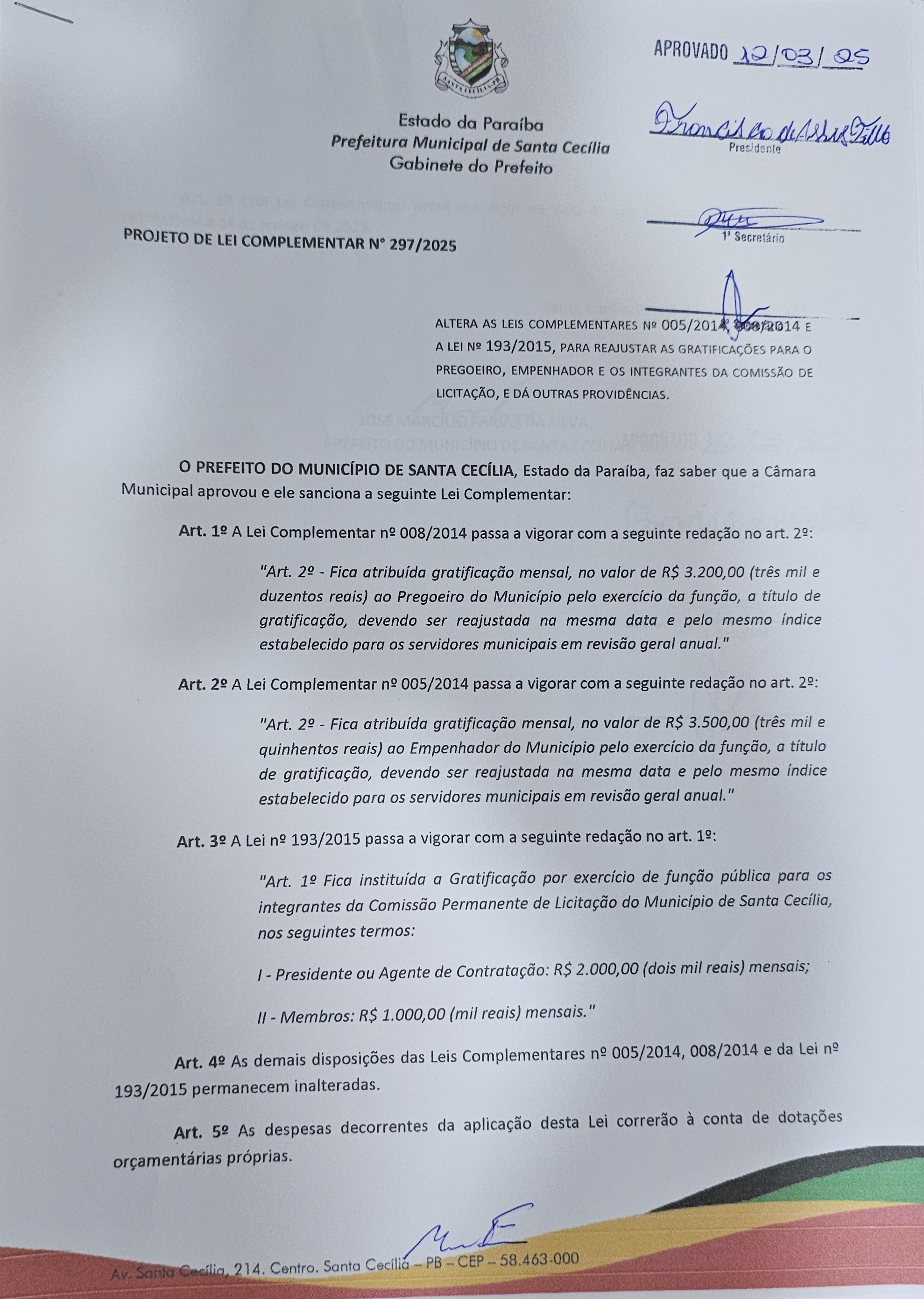 Projeto de Lei nº 297/2025