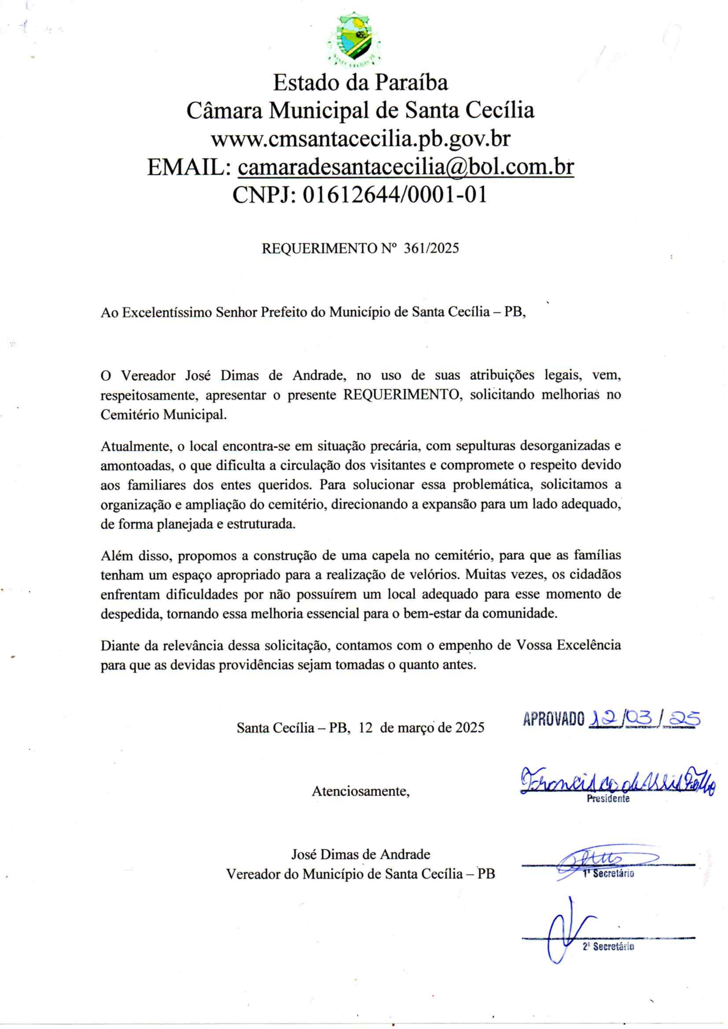 Requerimento nº 361/2025