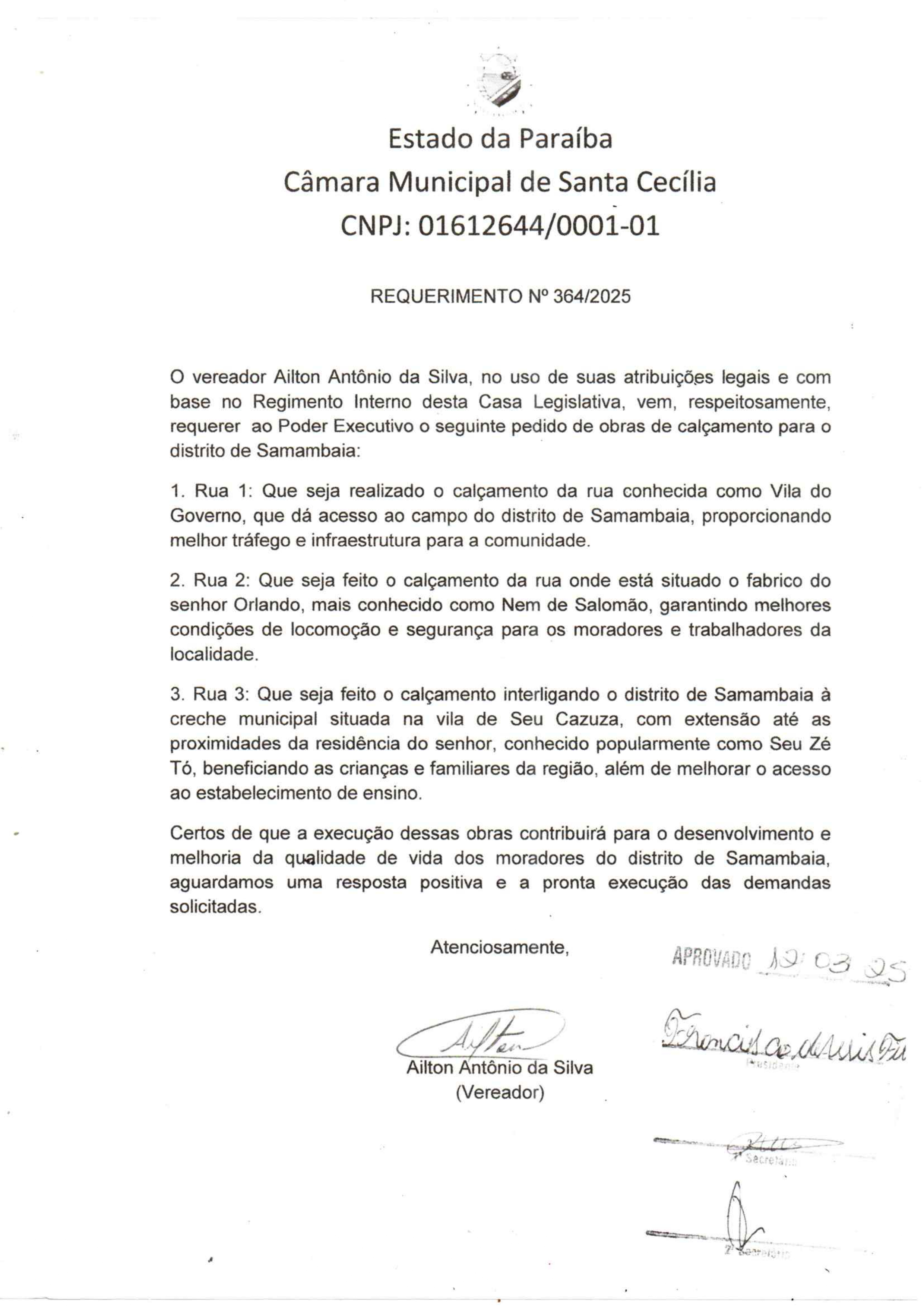 Requerimento nº 364/2025
