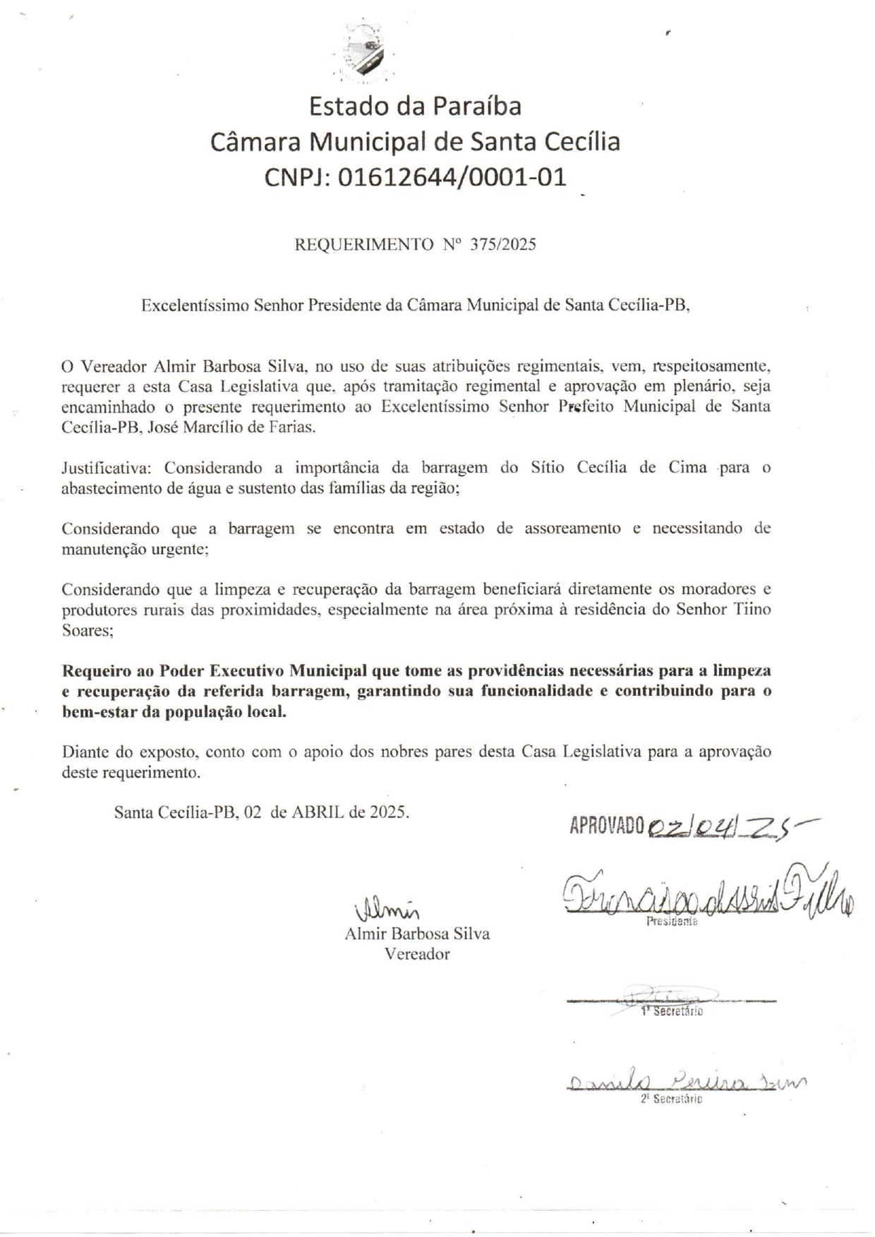 Requerimento nº 375/2025