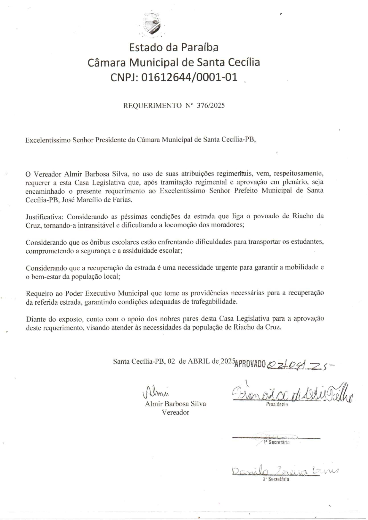 Requerimento nº 376/2025