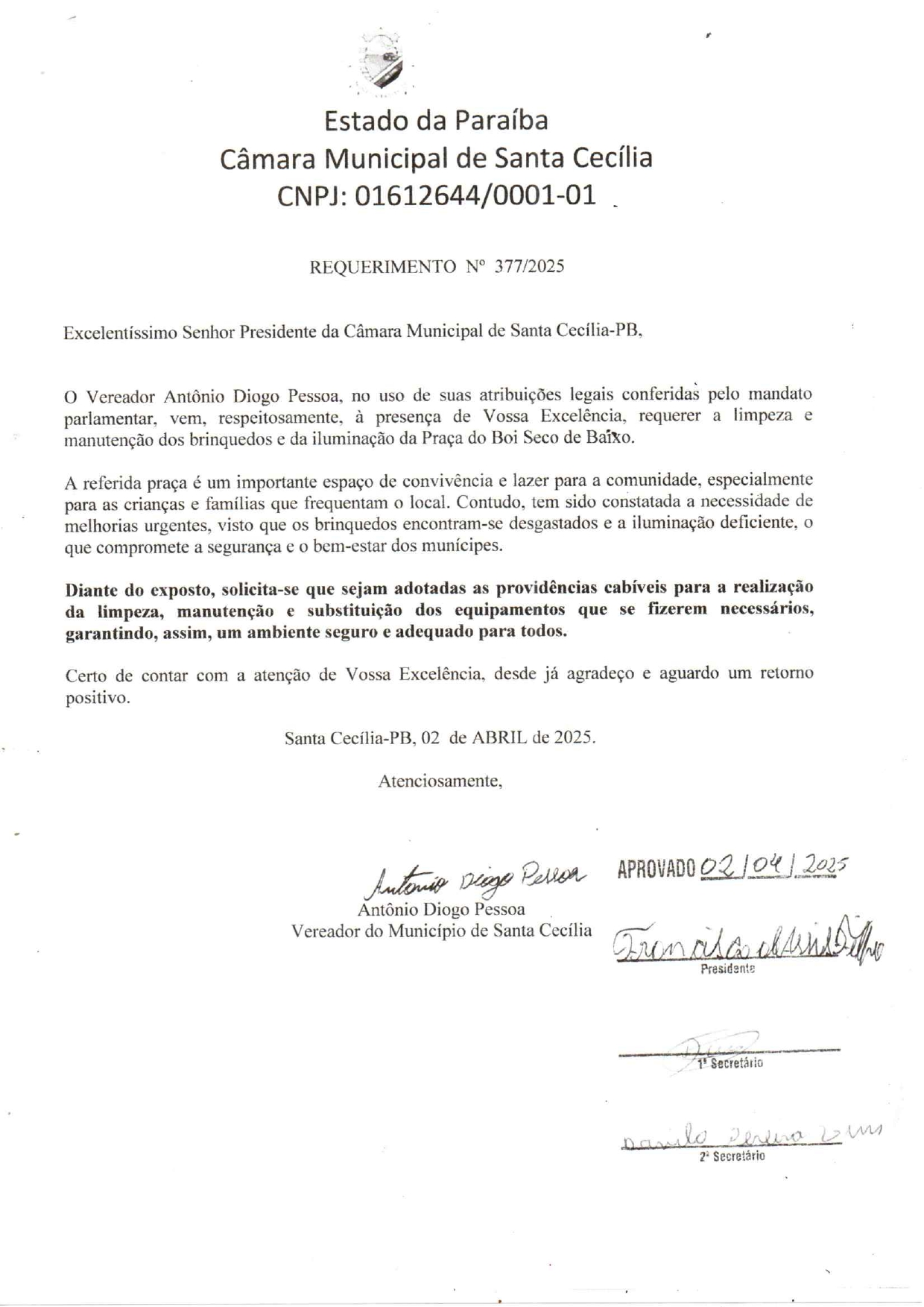 Requerimento nº 377/2025